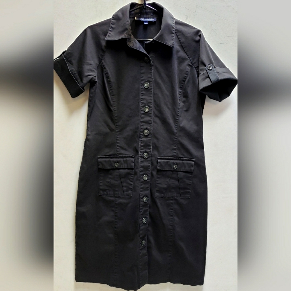 Anne Klein Stretch Black Shirt Dress womens size 4